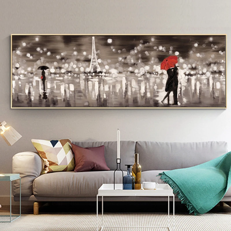 

Abstract Red Umbrella Hazy Lights French Style Landscape Canvas Painting Posters and Prints Wall Pictures for Living Room Decor