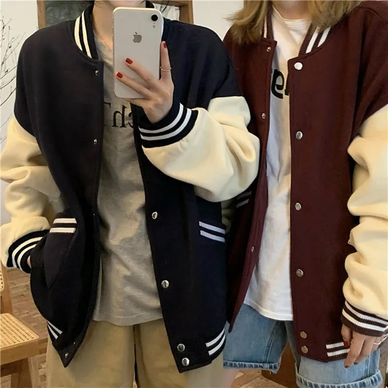 

Женская зимняя бейсбольная куртка, толстая Свободная Повседневная универсальная куртка с длинным рукавом, новинка 2020