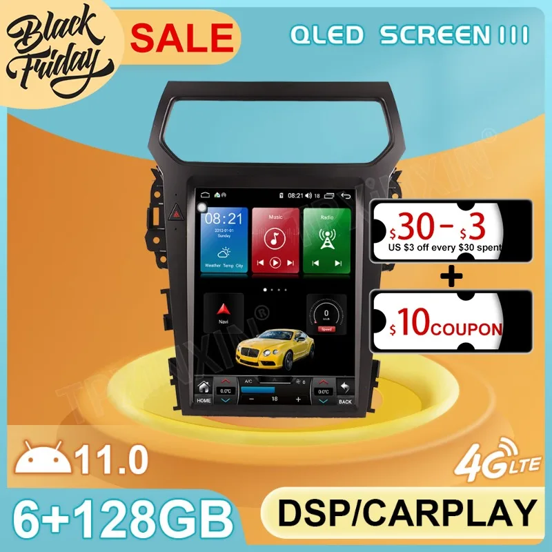 

Android 11,0 128 ГБ Тесла стиль для Ford Explorer 2014 2019 Автомобильный GPS-навигатор автомобильное радио стерео Мультимедийный Плеер головное устройство