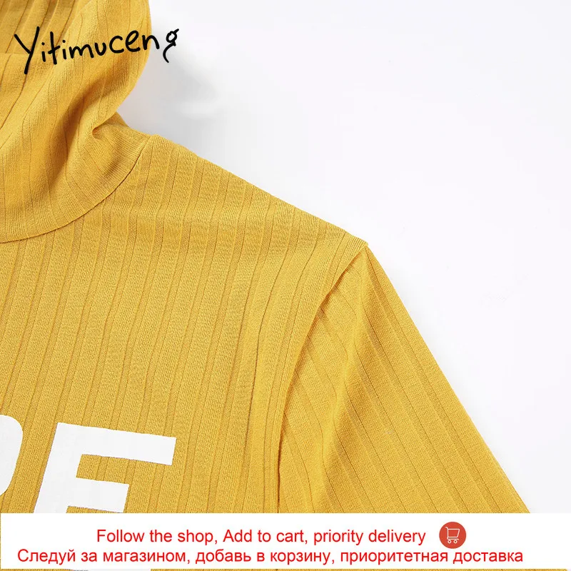 

Yitimuceng Letter Graphic Women Tshirts 2021 Spring Black O-Neck Fashion Sexy Knitwear Streetwear Long Sleeve Short Tops Clothes