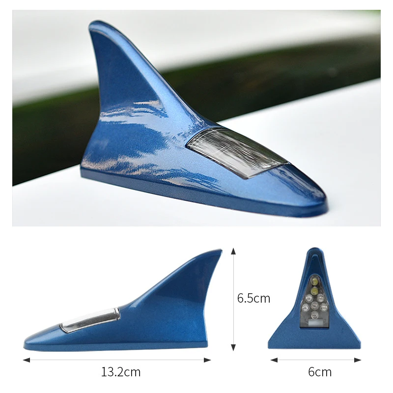 LED Light Car Radio Shark Fin Antenna FM Signal Design Protective Aerials Styling Decoration Sticker Base | Автомобили и