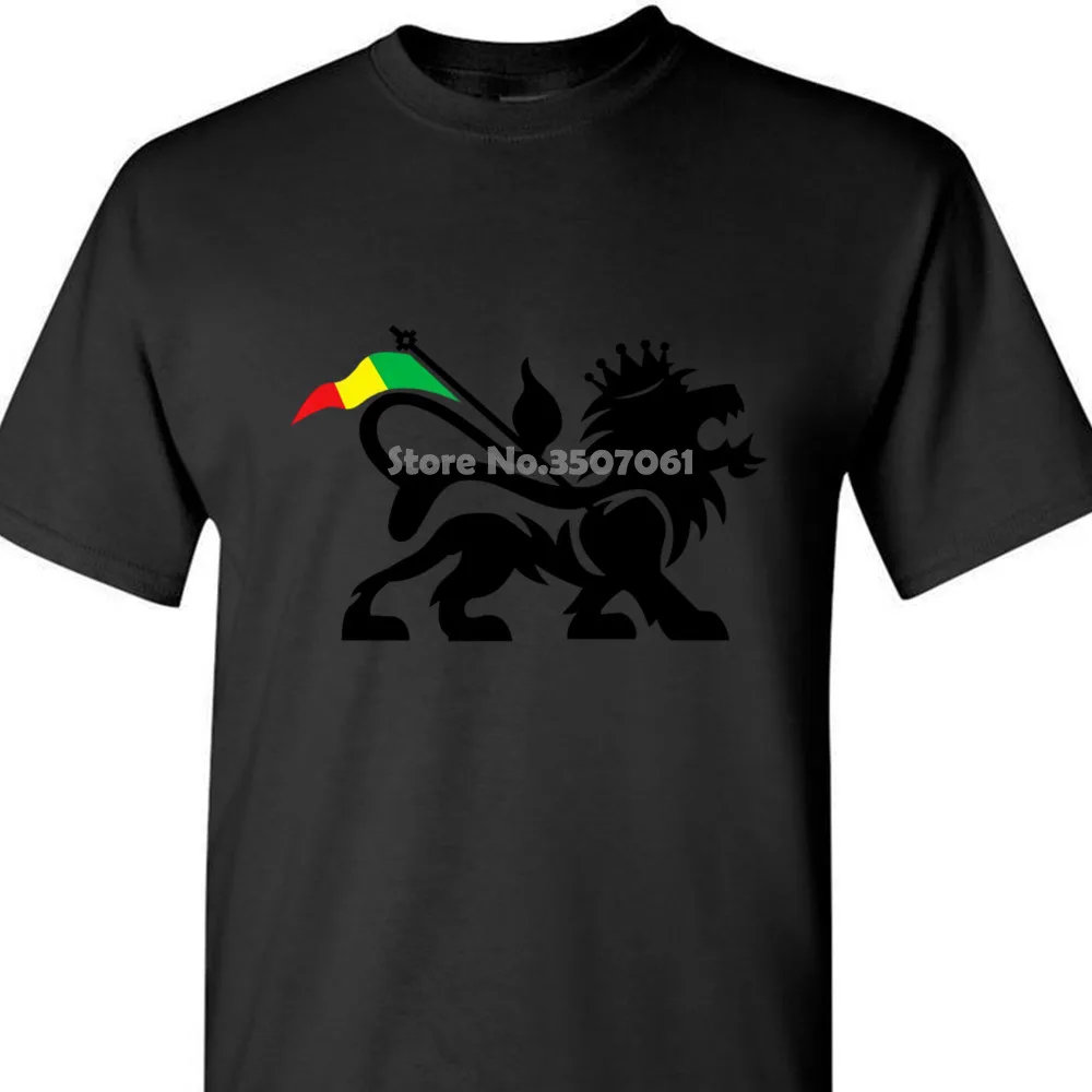Футболка Rasta rastafarialeon 100% хлопок футболки Haile Selassie Rastafari брендовая одежда забавная