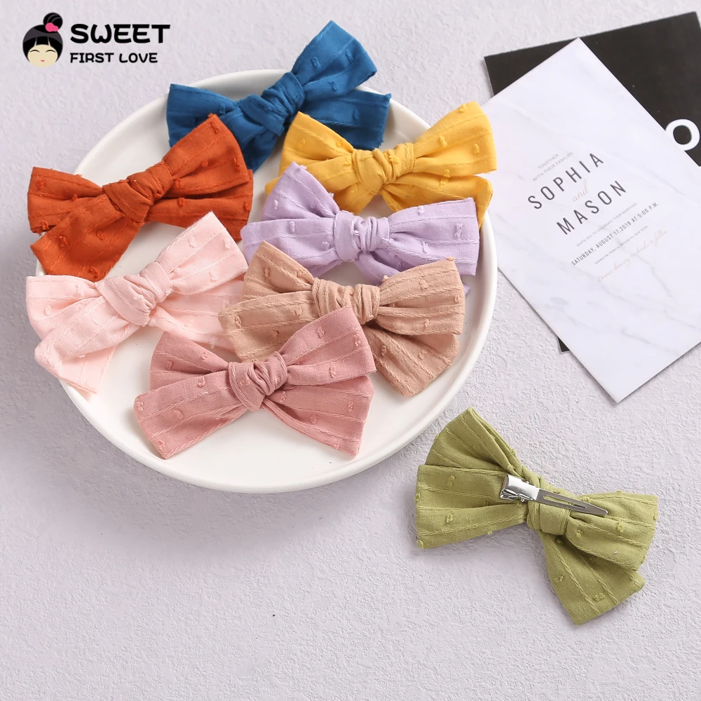 

Bow Toddler Hair Bows Clips For Girls Baby Hairpins For Kids Cotton Solid Dot Barrettes Children Headwear Hair Accessories 2021