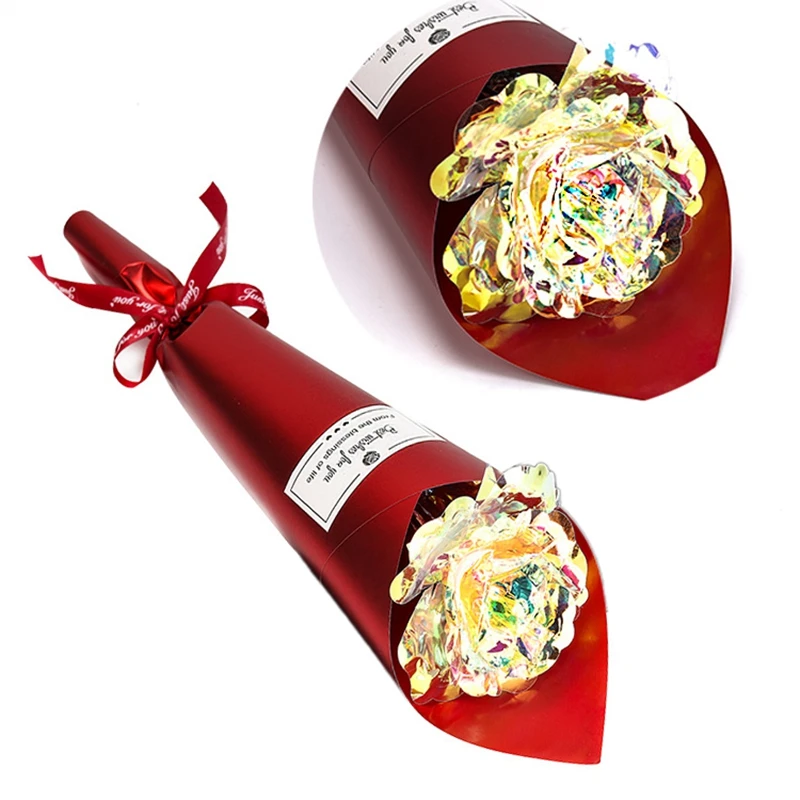 

8Pcs Gold Foil Imitation 24K Color Gold Rose Flower Valentine's Day Gift for Girlfriend