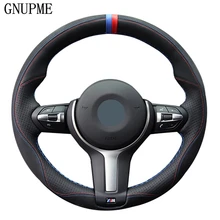Black Genuine Leather Suede Car Steering Wheel Cover for BMW M Sport F30 F31 F34 X1 F07 X2 F10 F11 F25 F32 F33 F36 X3 F39 F48