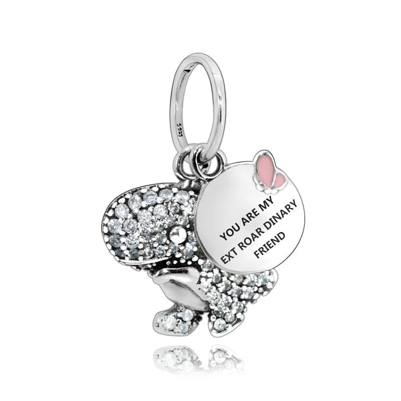 Кулон с динозавром высокое качество кубический цирконий очаровательные бусины