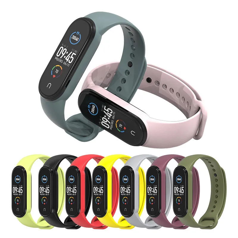 Silicone Watchband for xiaomi Mi Band 5 6 Bracelet Miband 5 6 Sport Smartwatch Strap Wristband Replacement Accessories
