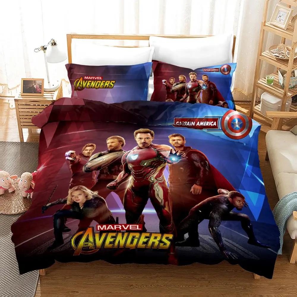 

Marvel Spiderman iron man captain America 3d bedding set Duvet Cover Set Popular The Avengers Bedding Set Twin Queen Size