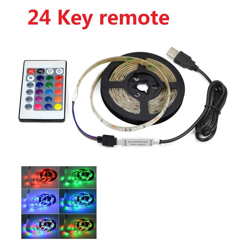 RGB 1 м, 2 м, 3 м, 4 м, 5 м, светодиодный светильник для 5 в постоянного тока, USB порт, светодиодный светильник для ТВ, подсветка, декоративная лампа, 2835 RGB, светодиодный светильник, лента для светодиодного ТВ, фоновое освещение - Испускаемый цвет: RGB