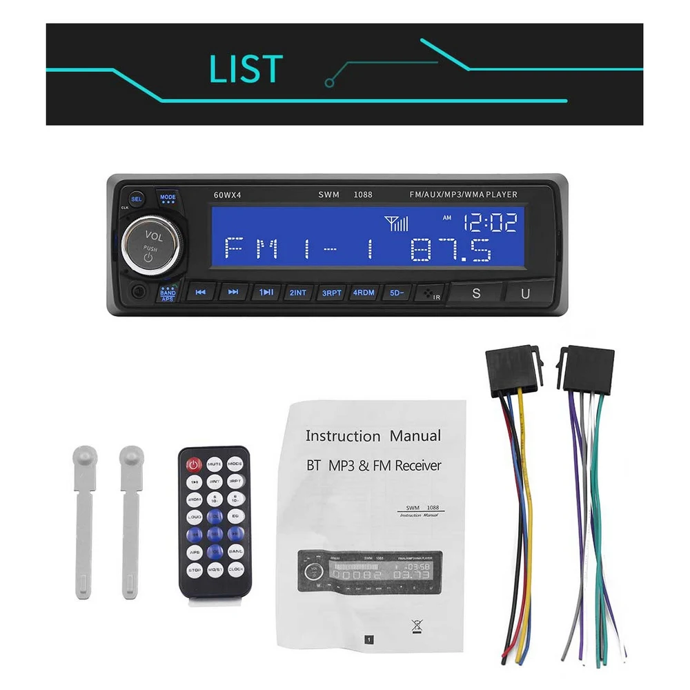 Автомагнитола Bluetooth Subwoof Stere с модулем платы радио USB TF FM Автомобильный MP3 плеер
