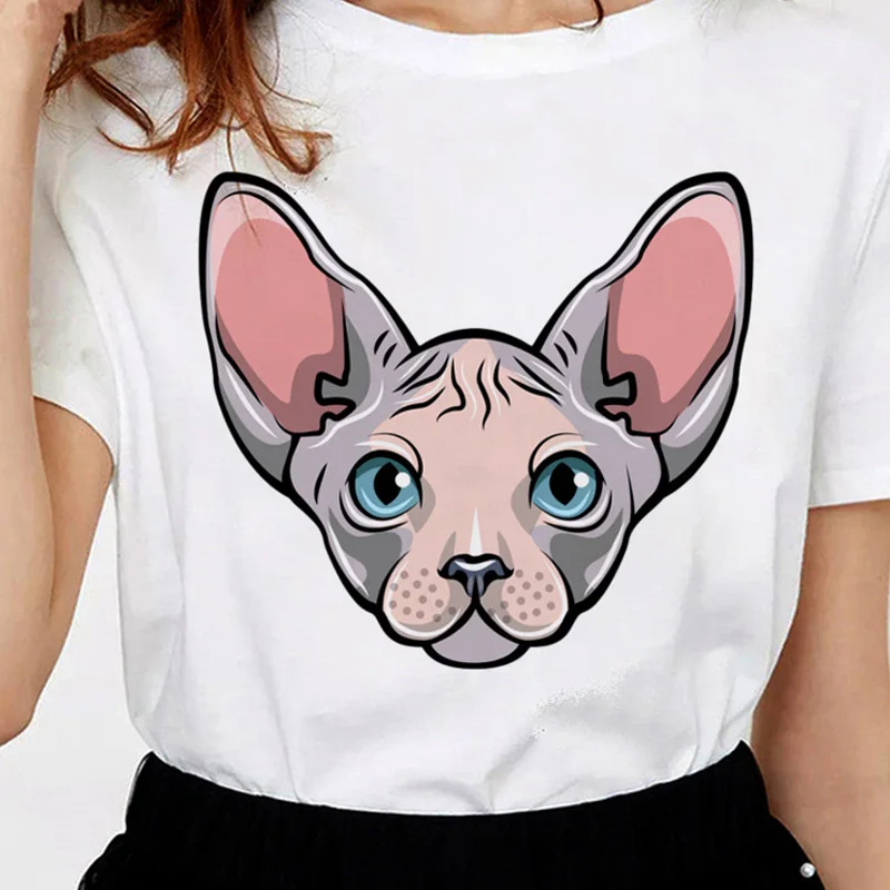 

Kawaii cat print female T-shirt Harajuku ulzzang T-shirt Korean style female Gothic casual graphic T-shirt aesthetic female