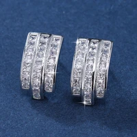 925 silver fashion exaggerated geometric strip full diamond korean temperament all match long for womens earrings jewelry gift
