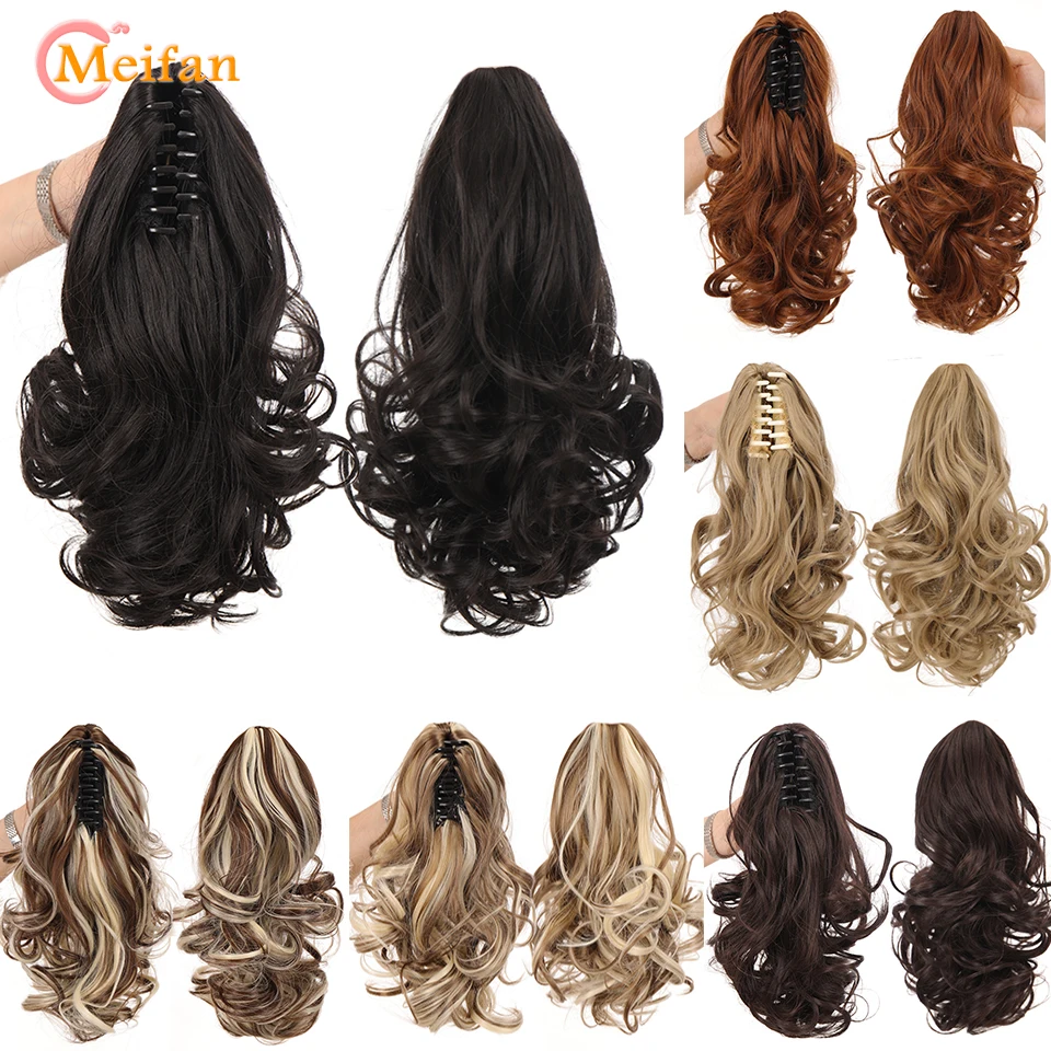MEIFAN Synthetic Short Wavy Claw Ponytail Clip In Hair Extension Black Brown Pony Tail Natural False Hairpiece | Шиньоны и парики