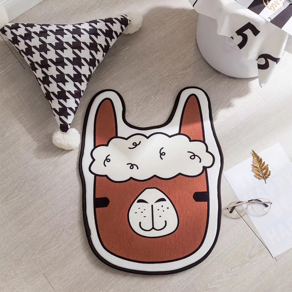 Мультяшный стиль рисунок альпака ковер нескользящий мягкий коврик для ванной