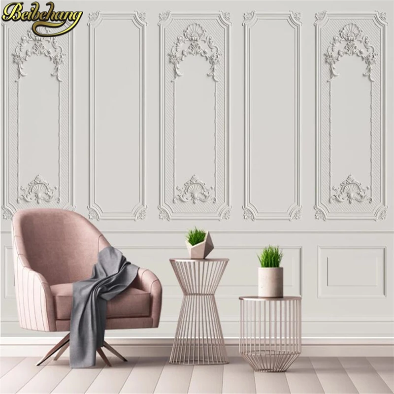 

beibehang Custom White plaster line door frame photo mural wallpaper for Living Room Entrance Backdrop 3D Wall Papers decoration