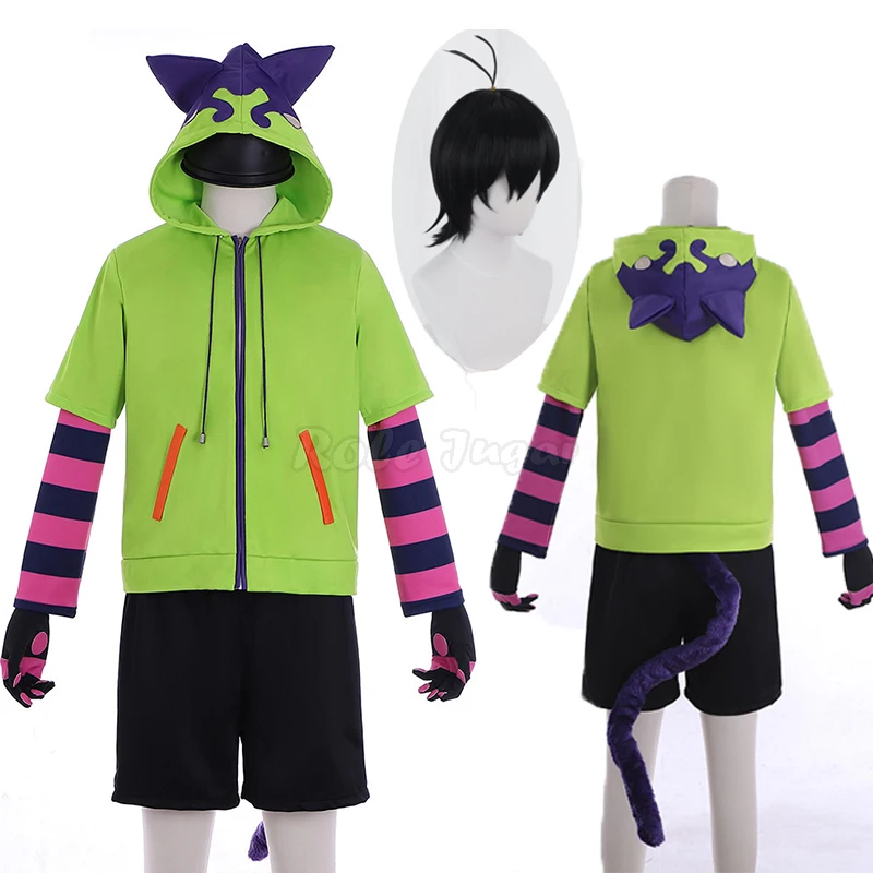 

Аниме Косплей SK8 Бесконечность Miya CostumeFull наборы черный парик куртка хвост перчатки SK восемь Хэллоуин Вечерние наряды костюм C103M111