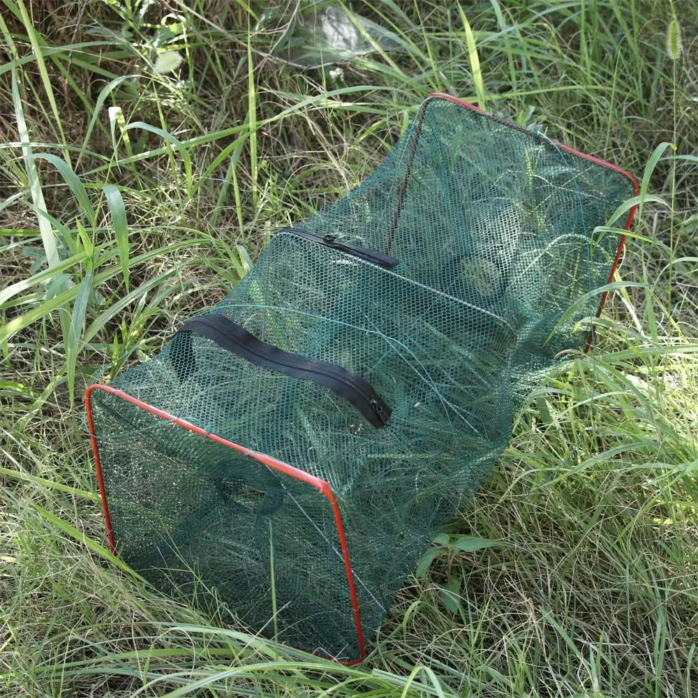Складная рыболовная сеть на молнии нейлоновая сетчатая ловушка для креветок