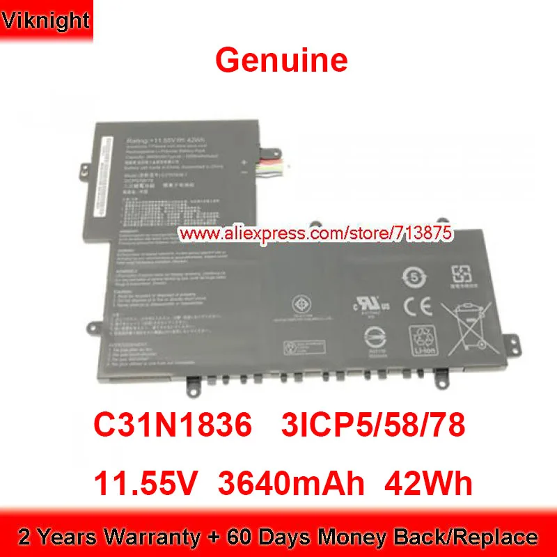 

Оригинальная батарея C31N1836 3ICP5/58/78 для Asus Chromebook C204MA-BU0030 C204MA-GJ0080 11,55 в 3640 мАч 42 Вт-ч
