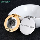 Идентификационная бирка, внешний брелок с изображением животного, персонализированный подарок с гравировкой номера телефона, фото брелок для домашних животных, кольцо для ключей от потери