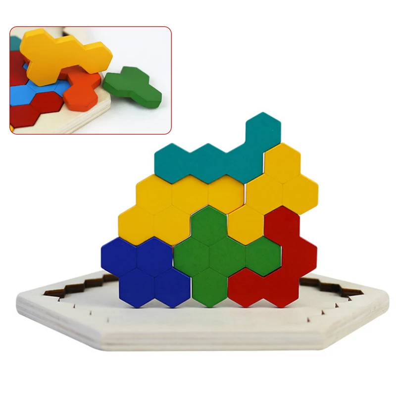 Детская деревянная головоломка Tangram 3D красочная большого размера доска для