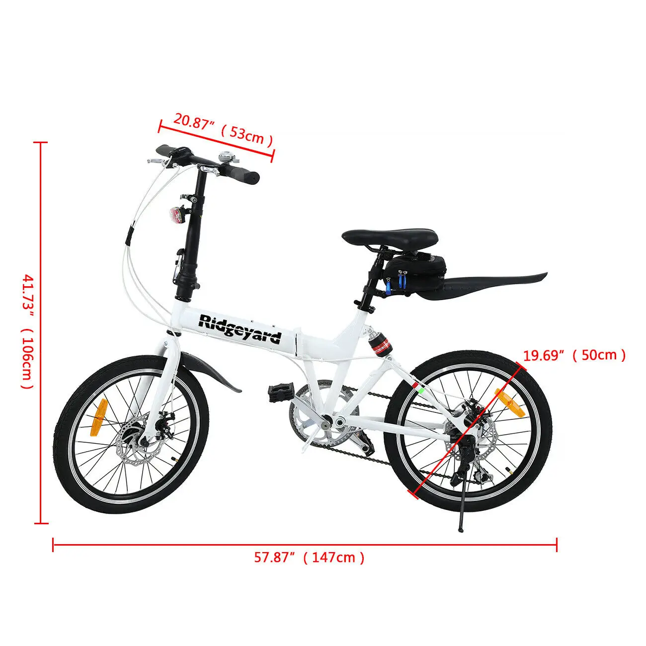Складной велосипед Ridgeyard для детей уличный мужчин и женщин 20 дюймов 7 скоростей