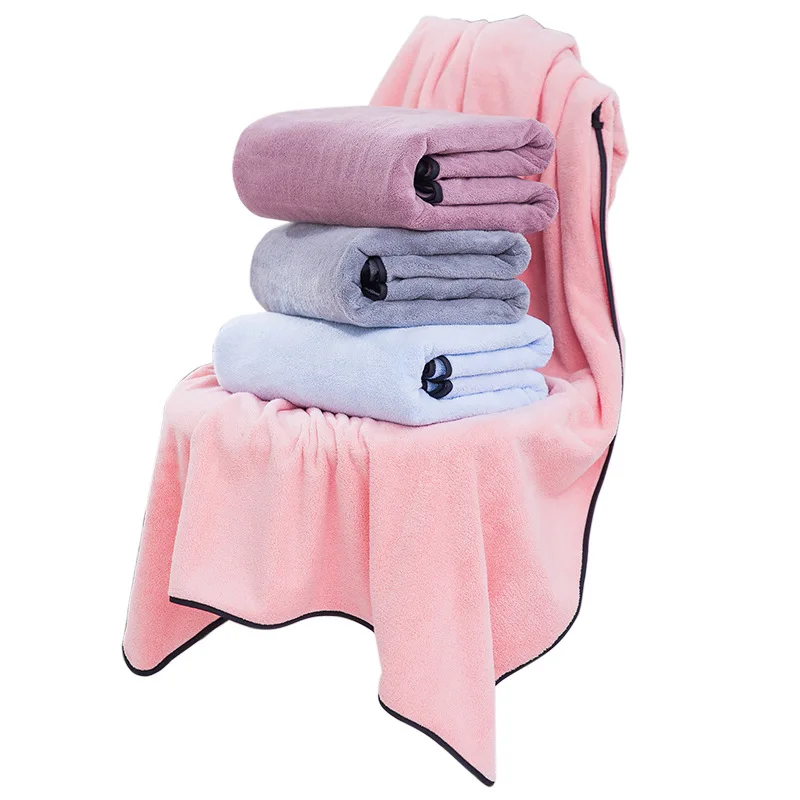 

90*180cm Beauty Salon Bath Towels Large Massage Quick-Dry Coral velvet Thick Microfiber Absorbent Soft Gray Towel for Adults 1pc