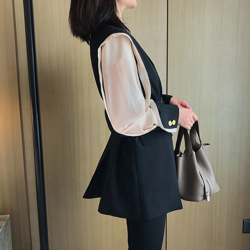 Женский блейзер с v образным вырезом VGH Элегантная туника рукавами фонариками