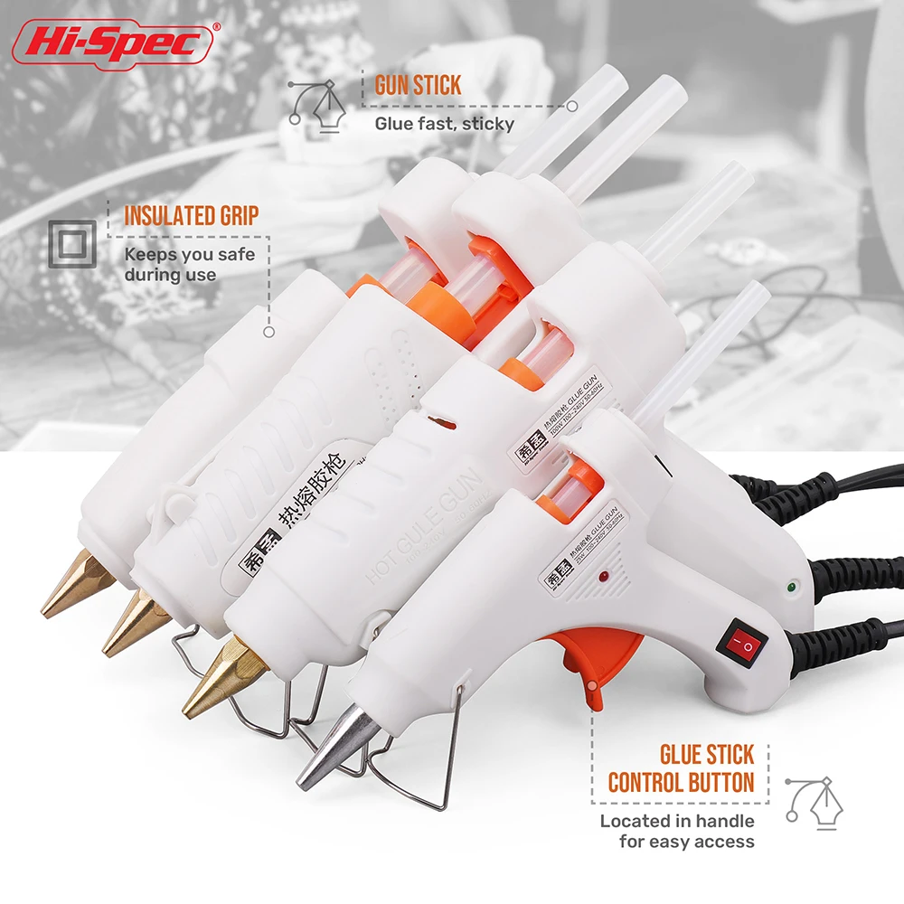

Hi-Spec 40W 80W 100W 120W 150W EU/ Plug Hot Melt Glue Gun 7mm Glue Stick Industrial Mini Guns Adhesive Woodworking Tool