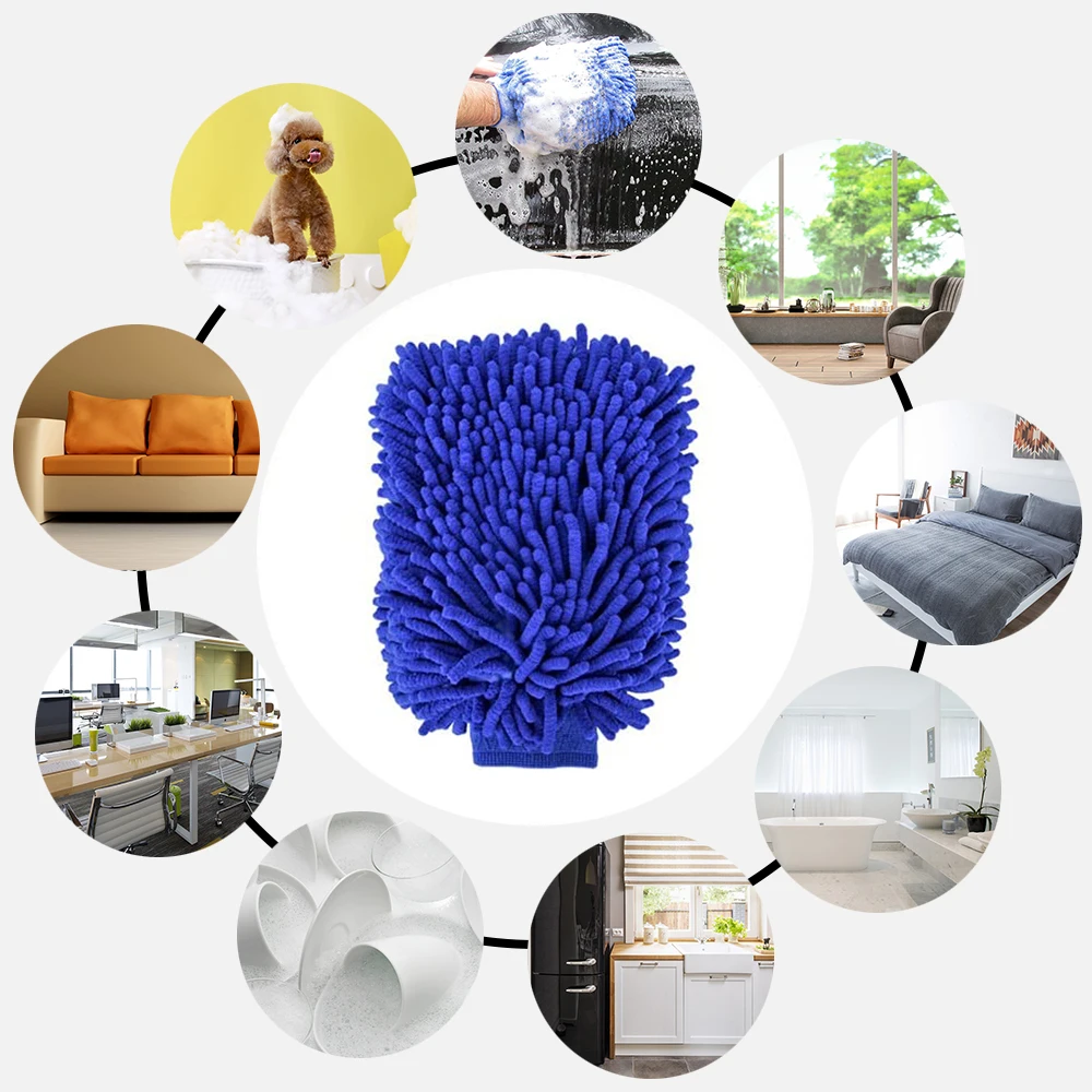 

QEEPEI Multifunctional Chenille Double-Sided Car Wash Gloves Waterproof And Not Hurt Paint Thicken Car Wash Cleaning Gloves