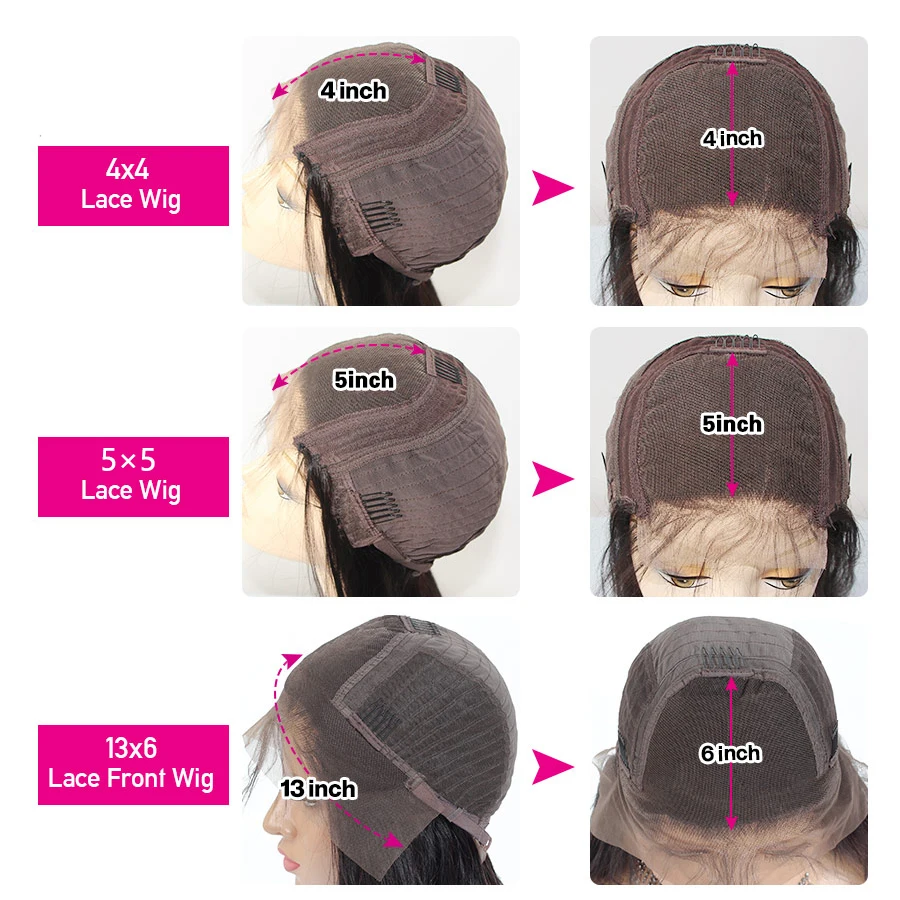 

Straight Transparent 13x6 Lace Front Human Hair Wigs Brazilian 4X4 Lace Closure Wig 180 Density Lace Frontal Wig with Baby Hair
