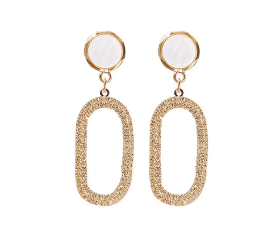 

Simple and exquisite cool style earrings female Korean style personality exaggerated temperament full diamond fashion earrings