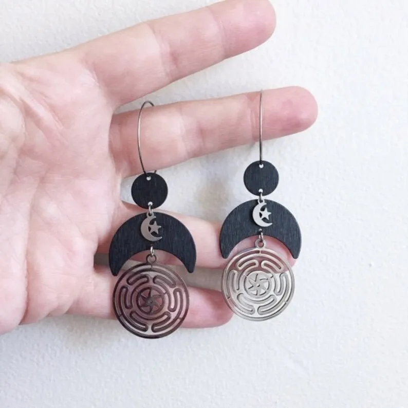 

The Wheel of Hecate Hoop Earrings