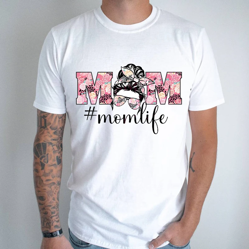 Женская модная прическа Повседневная футболка с коротким рукавом и принтом