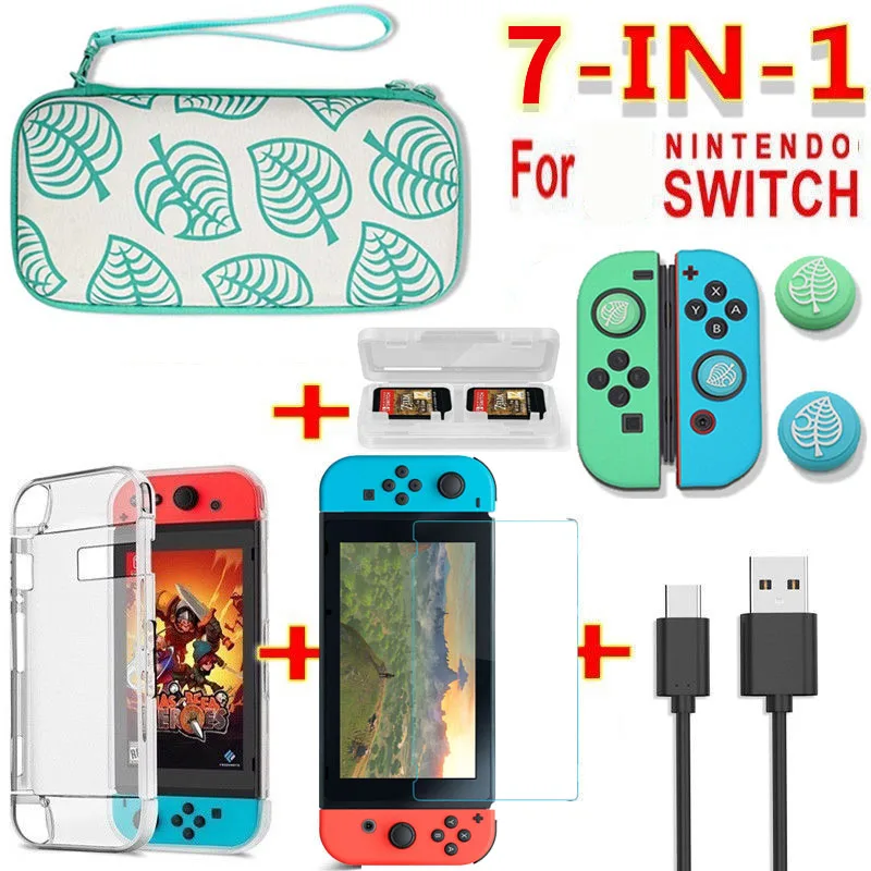 

6 in 1 Game Accessories Set for Nintend Switch For Switch Lite Travel Carrying Bag Screen Protector Case Charging Cable