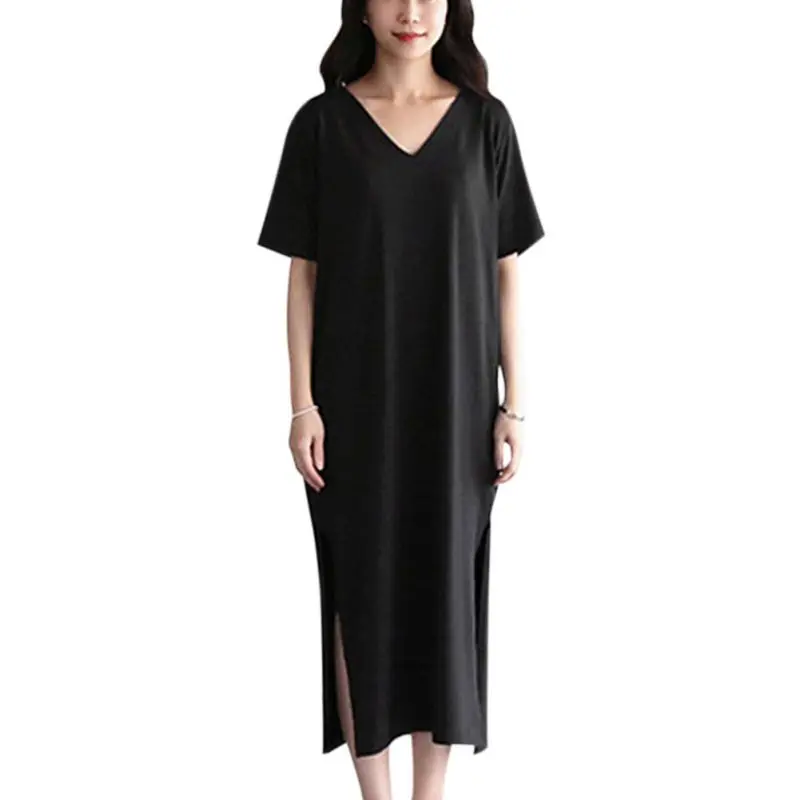 Женское летнее Повседневное платье однотонные свободные платья с коротким