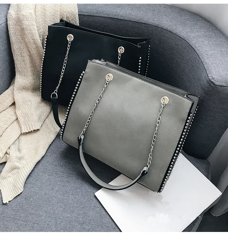 Модная женская сумка на плечо с цепочкой, Большая вместительная сумка, дизайнерские сумки с заклепками, женские роскошные диагональные сумки на плечо для женщин