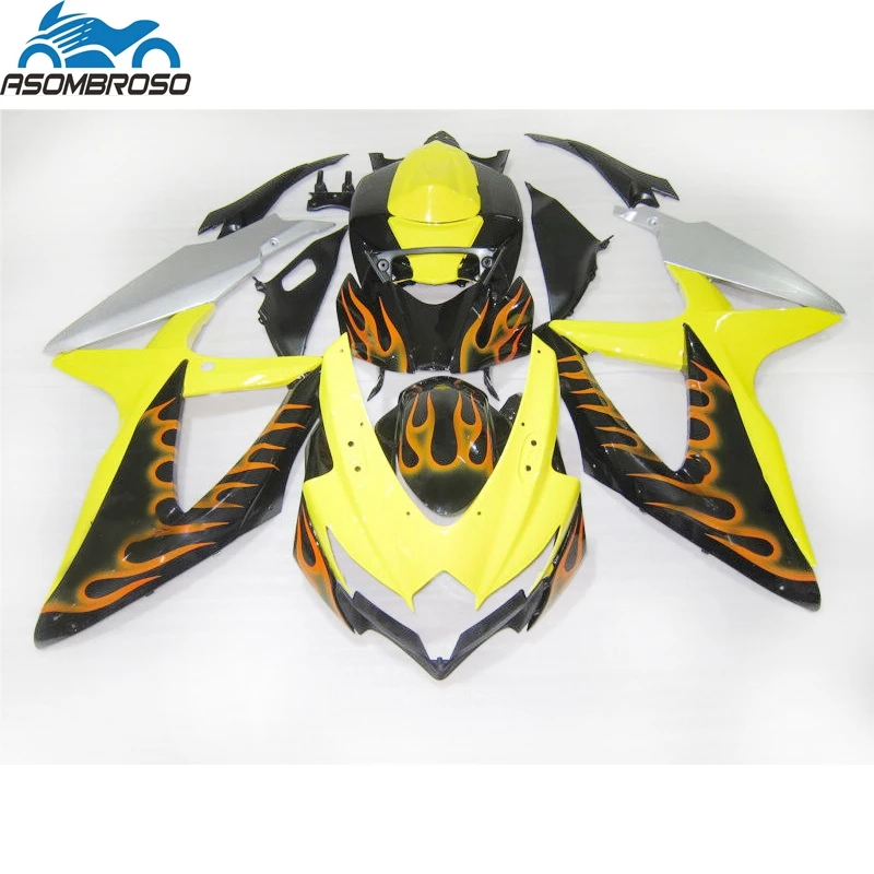 

High quality Injection Molding Fairing kit for SUZUKI K8 K9 GSXR 600 750 2008 2009 2010 yellow black white gsxr600 fairings RD13