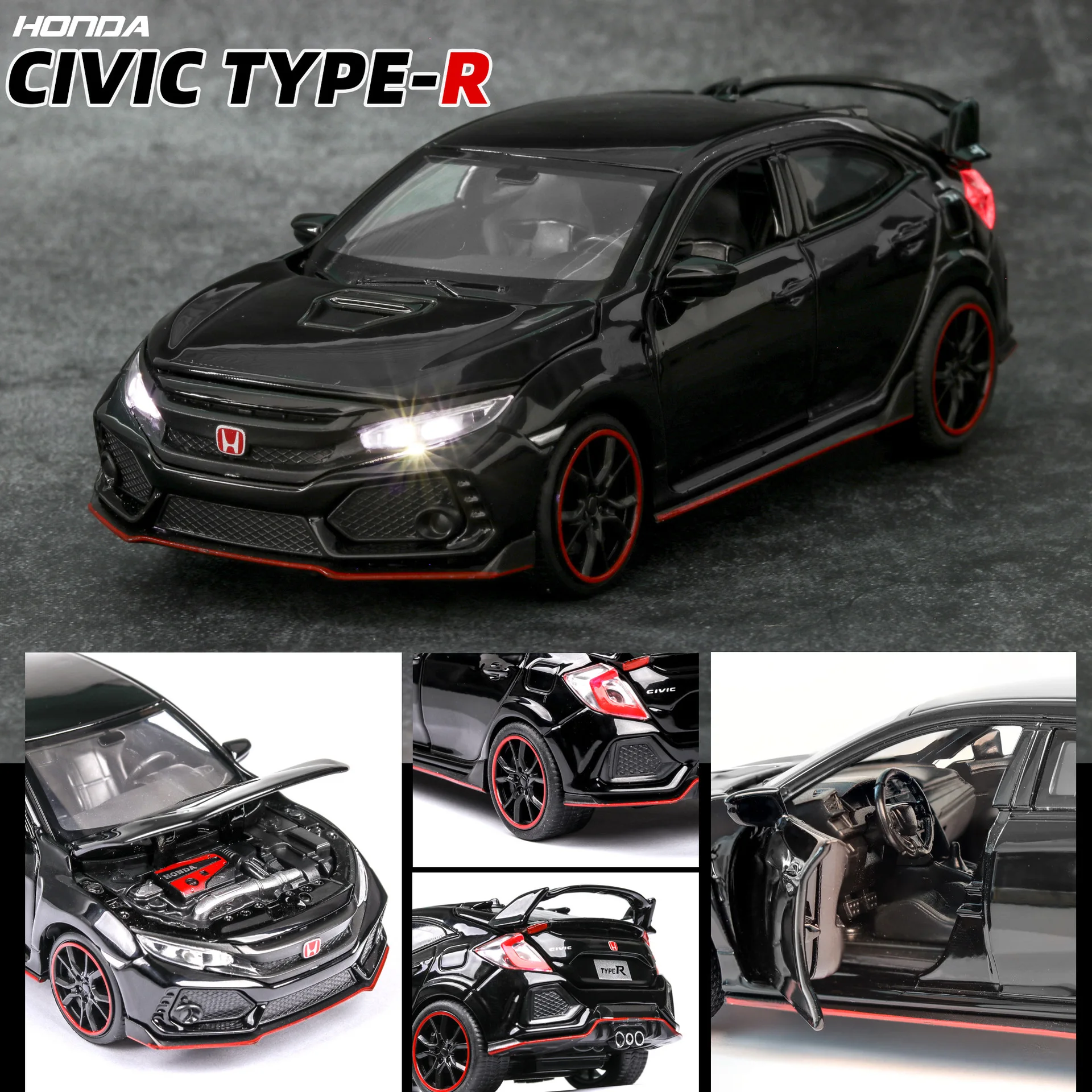 Модель автомобиля Zhenwei 1:32 HONDA CIVIC TYPE-R игрушечные машинки со звукосветильник