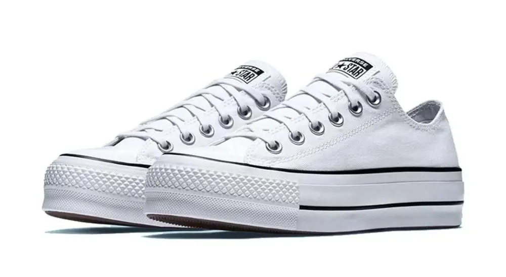 Оригинальные кеды Converse Chuck Taylor All Star Platform Low Top для мужчин и женщин, унисекс, для скейтбординга, белого цвета, классический холстовый материал.