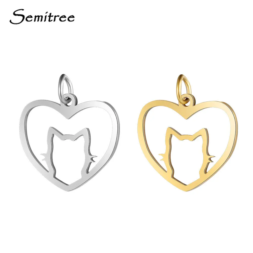 Semitree 5 шт. подвески из нержавеющей стали в виде милого кота колье подвеска браслет