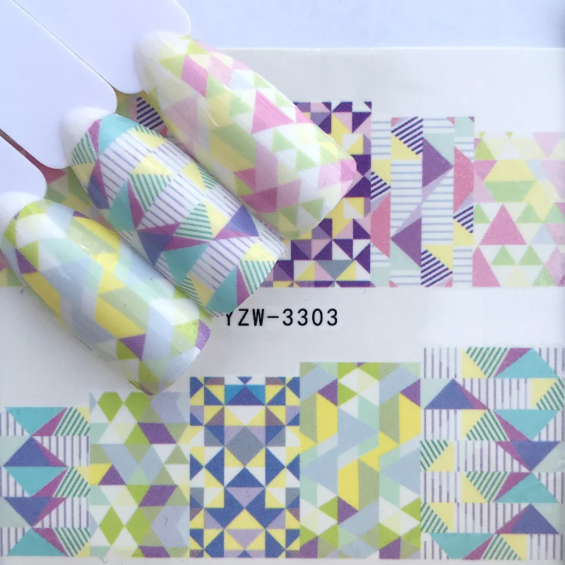 1 лист геометрических наклеек для ногтей слайдер в виде кленовых листьев водное