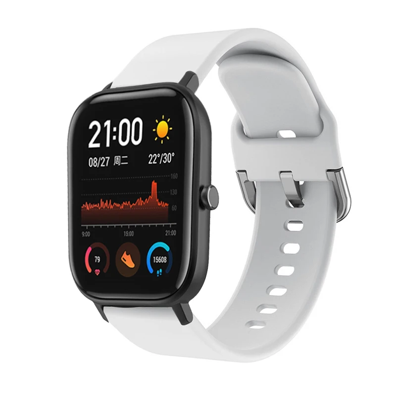 Цветной силиконовый ремешок 20 мм для Huami amazfit GTS умных часов однотонного цвета с