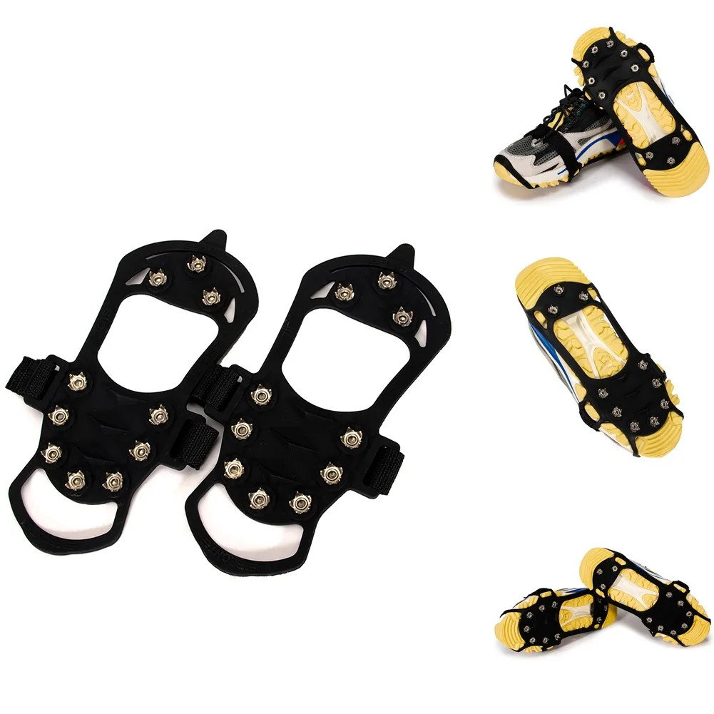 

10 Teeth Climbing Crampons 10 Studs Anti-Skid Snow Ice Climbing Shoe Spikes Ice Grips Cleats Crampons Cover Winter Equipments