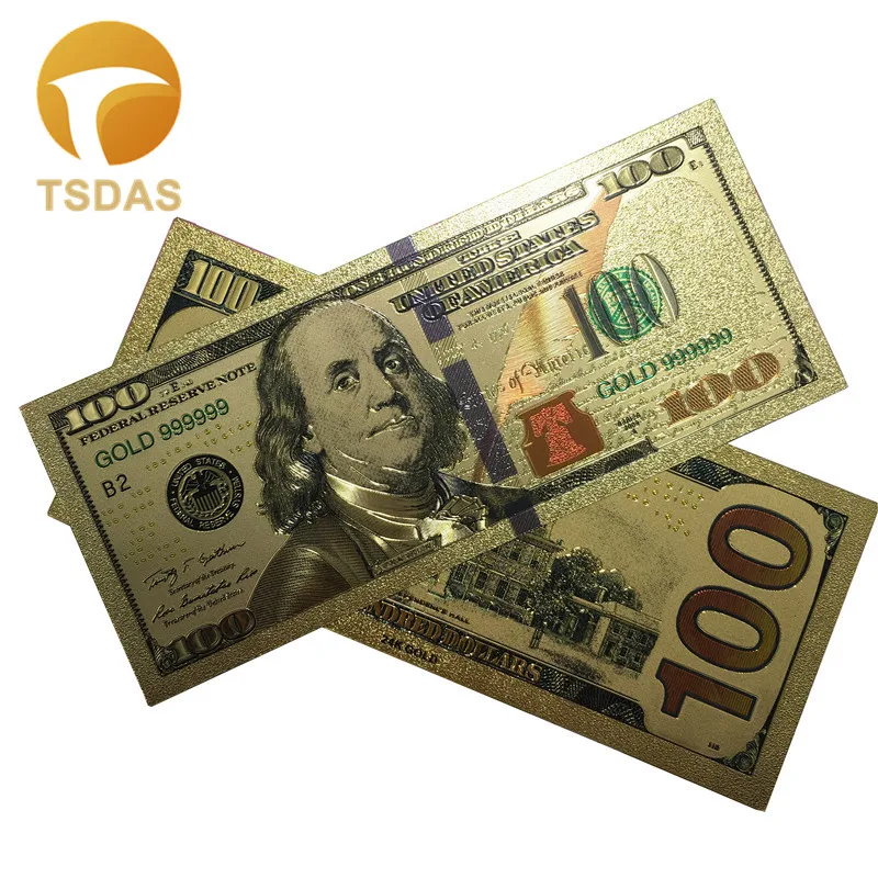 100 долларов поддельные деньги 24K позолоченные банкноты античное покрытие