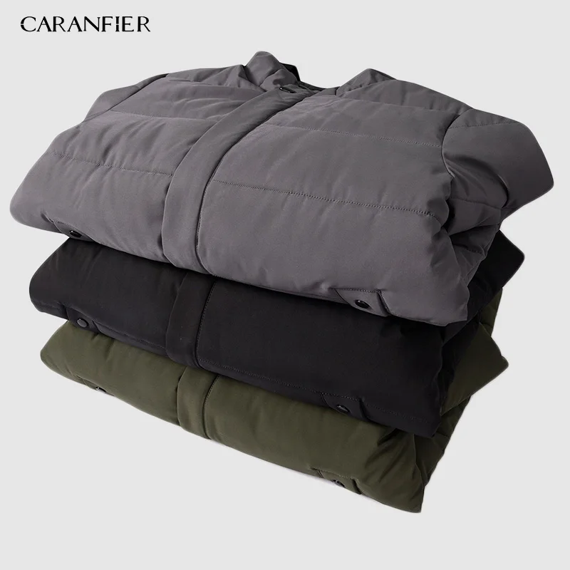 CARANFIER 6XL 7XL 8XL мужская длинная парка Теплая Зимняя брендовая куртка Роскошная водолазка с капюшоном и воротником ветрозащитная мужская одежда в сдержанном стиле