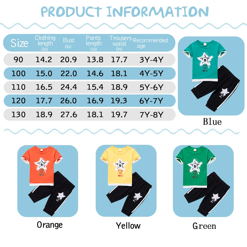 Летние комплекты одежды для мальчиков Yilaku с принтом пентаграммы детская одежда