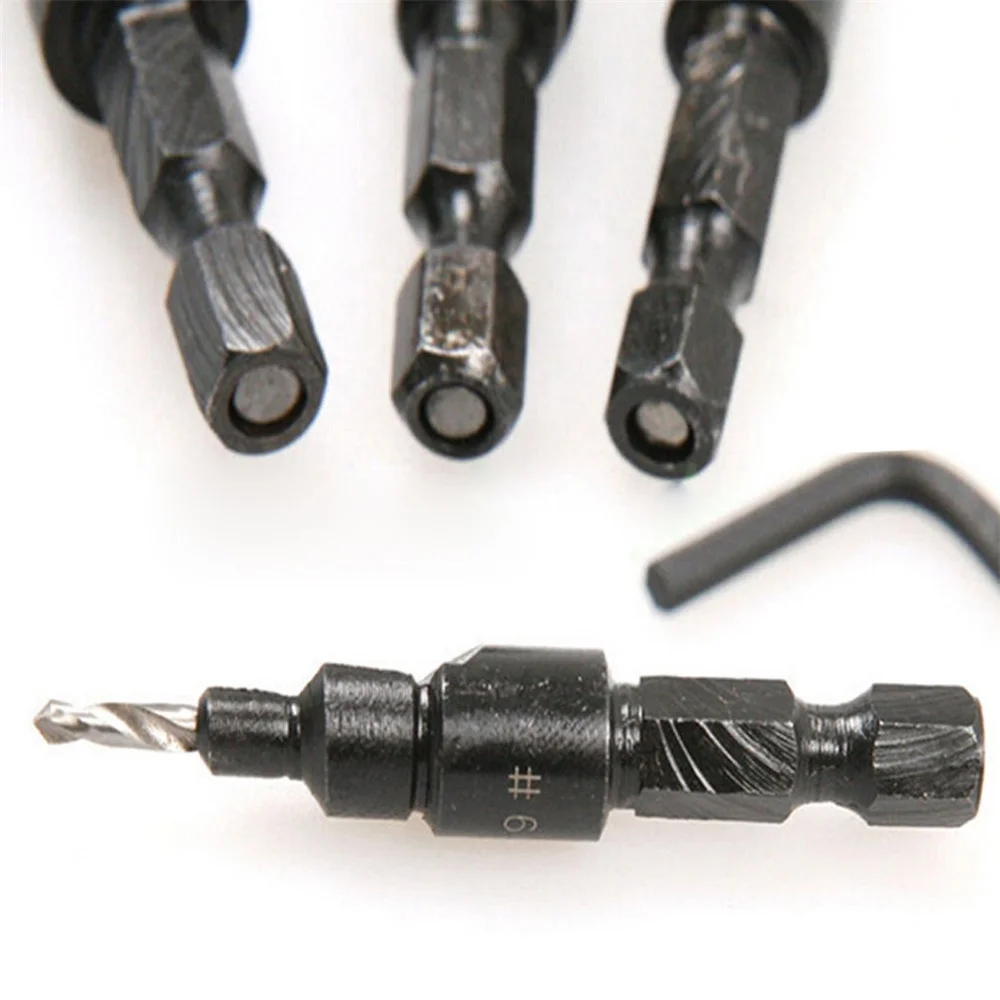 

4Pcs Wood Woodworking 5 Flute HSS Countersink Drill Bit Set Carpentry Tool 6-12#