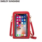 Красные сумки-мессенджеры через плечо для сотового телефона, ремни, женская маленькая сумочка, кошелек, Дамский клатч, Боковая Сумка для мобильных женщин 2021