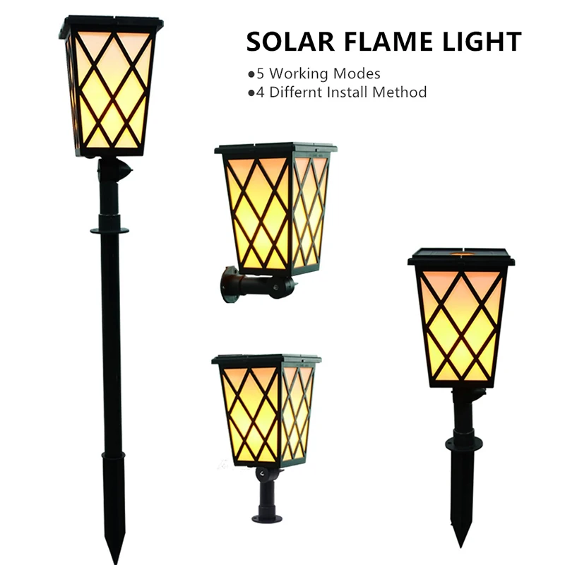 Светодиодный светильник на солнечной батарее с эффектом пламени s лампы уличный
