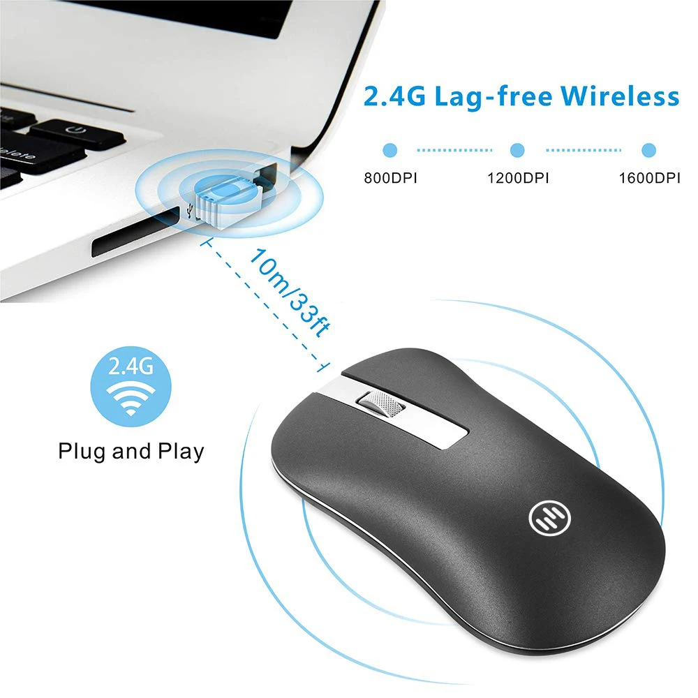 Перезаряжаемая беспроводная мышь, компьютерная, Bluetooth, бесшумная мышь для ПК, ноутбука, 2,4 ГГц, мини USB, эргономичная, Mause, бесшумная мышь